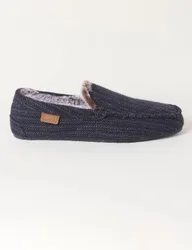 Herringbone Moccasin Slippers Navy Mix male