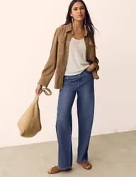 Suede Long Sleeve Shacket Latte female