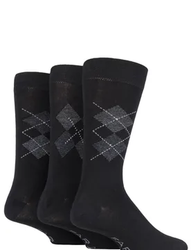 Pair Black / Charcoal Luxury Bamboo Argyle Socks Men's 6-11 Mens - - Multi Coloured - Size: 6-11 Mens - Farah - FashionsVida