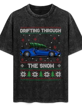 Funny Christmas Ugly Sweater - Drifting through the snow - Aventador Car T-Shirt Outdoor Working T-Shirt - Aliexpress - FashionsVida