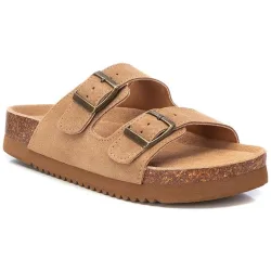 Sandalias planas de mujer de piel