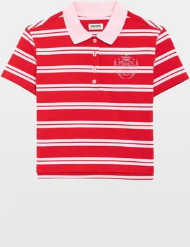 Zadig & Voltaire - Polo de mujer de rayas con blasón bordado de mangas cortas de algodón - Zadig & Voltaire - FashionsVida