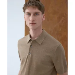 Jersey de hombre cuello polo manga corta liso algodón lino