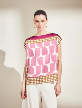 Top de mujer con manga corta y print pañuelo - Woman El Corte Inglés - FashionsVida