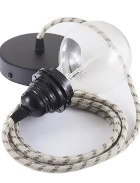 Cables Lampe Suspendue Pendel Pour Abat-jour Rd53 Stripes 50 Cm Tree Bark / Black One Size - Creative - FashionsVida