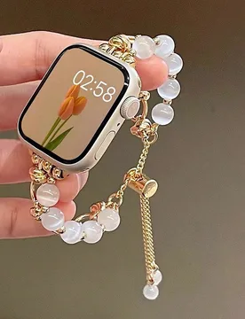 Pulsera de mujer con piedra de ojo de gato y banda de metal compatible con 38/40/41/44/45/49/42/46mm Series 11/SE3/Ultra3/Ultra/SE/SE2/10/9/8/7/6/5/4/ - Shein - FashionsVida