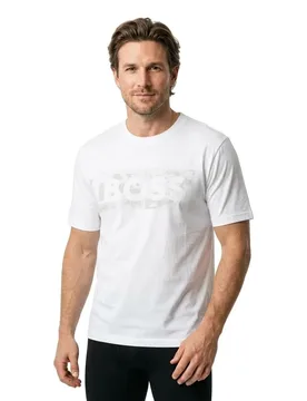 T-shirt à Manches Courtes Globe Logopattern 10278673 White XS - BOSS - FashionsVida