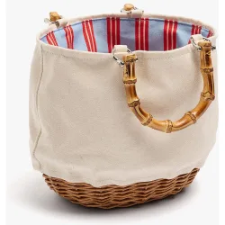 Bolso de mano estilo tote abierto estilo rafia en liso