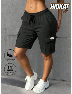 Pantalones cortos tipo cargo ligeros y delgados para mujer, pantalones deportivos casuales tipo bermuda de verano con múltiples bolsillos, versátile - Shein - FashionsVida