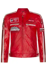 Mens Racing Biker Jacket-Portland - Red - Size 4xl