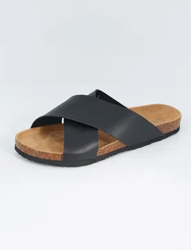 Mens Black Crossover Strap Sandals - Size Uk 7 - Brave soul - FashionsVida