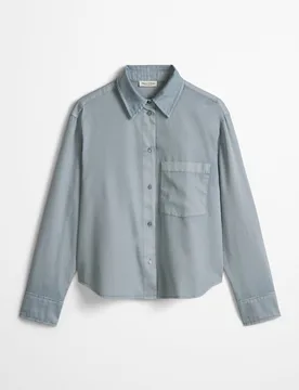 Blusa de mujer corta relajada de satén de algodón - MARC O'POLO - FashionsVida