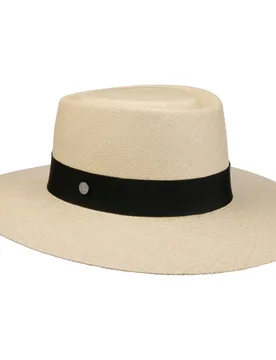 Classic Bolero Panama Hat by - nature-black - Female - Size: XL (61-62 cm) - Lierys - FashionsVida