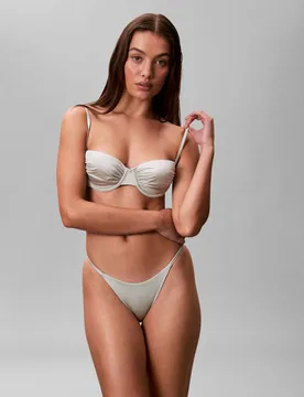 Shine Swim Tanga Bikini Bottoms Medium Brown female - Calvin Klein - FashionsVida