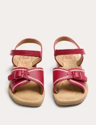 Kids' Leather Buckle Sandals (4 Small-2 Large) Red Mix Female