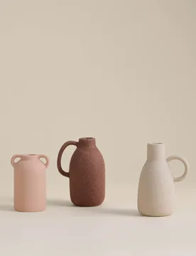 Set of 3 Ceramic Neutral Vases Multi - M&S - FashionsVida