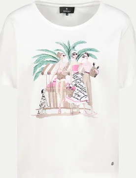 T-Shirt mit Frauen-Zeichnung Weiß 42 - monari - FashionsVida