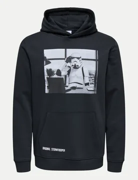 Hoodie mit Foto-Print Schwarz XXL - ONLY & SONS - FashionsVida