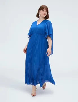 Vestido dream en georgette plisado escote en v y mangas cortas tipo kimono - Fiorella Rubino - FashionsVida