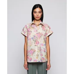 Camisa de mujer con estampado floral de algodón
