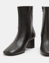 Leather Block Heel Sock Boots Brown female