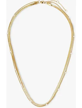 Collar de acero inoxidable corto con circonitas decorativas - Parfois - FashionsVida
