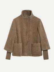 BLACK LABEL Cape-Jacke mit Fischgratmuster Braun 36