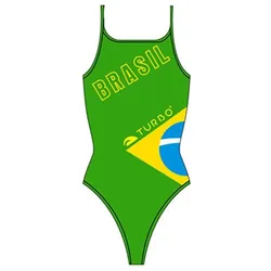 Brazil Thin Strap Swimsuit Green / Yellow 7-8 Years Girls