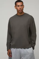 Herren Essential Übergroßes Langarm-Oberteil Khaki Größe Medium