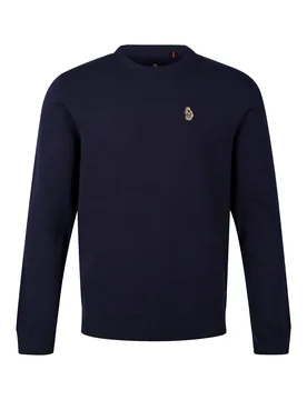 Mens Gerard 3 Crew Neck Knitted Jumper In Blue Cotton - Size Medium - Luke 1977 - FashionsVida