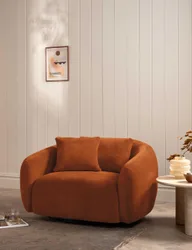AND STONEHOUSE Cocoon Chenille Swivel Snuggle Chair Orange