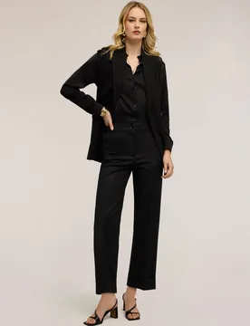 Pantalones de mujer anchos en tejido técnico mezcla de algodón - Motivi - FashionsVida