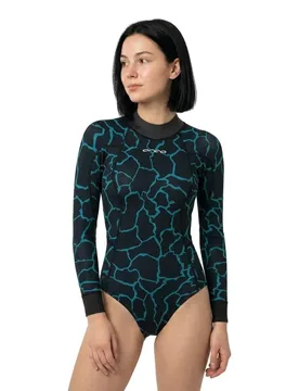 Mantra Long Sleeve Swimskin Blue print XL Women - Orca - FashionsVida