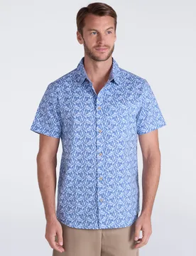 Bass Short Sleeve Printed Shirt - Blue - Blue - Size: XXL - EMS - FashionsVida