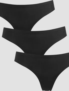 MP Women's Mid Rise No VPL Thong (3 Pack) - Black - L - MyProtein - FashionsVida