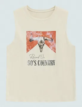 Camiseta de tirantes suelta y transpirable con estampado de cabeza de toro de estilo country de los 90, top casual retro americano para hombre 4XL - Shein - FashionsVida