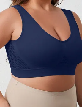 Pieza Sujetador deportivo de yoga sin costuras con diseño hueco para mujer talla grande, cómodo, transpirable, ajustado y con soporte, top de ropa d - Shein - FashionsVida
