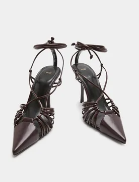 Strappy Stiletto Heel Pointed Court Shoes Wine female - M&S - FashionsVida