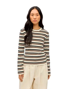 Pull Ester Birch / Stripes Black / Carafe XS - Vila - FashionsVida