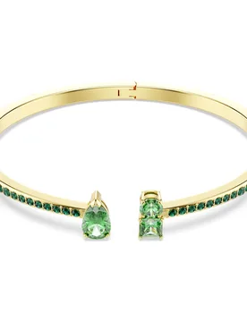 Bracciale rigido Matrix, Taglio misto, Verde, Finitura oro 18K OS - Swarovski - FashionsVida