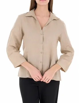 Camicia in lino BEIGE 42 - Pennyblack - FashionsVida