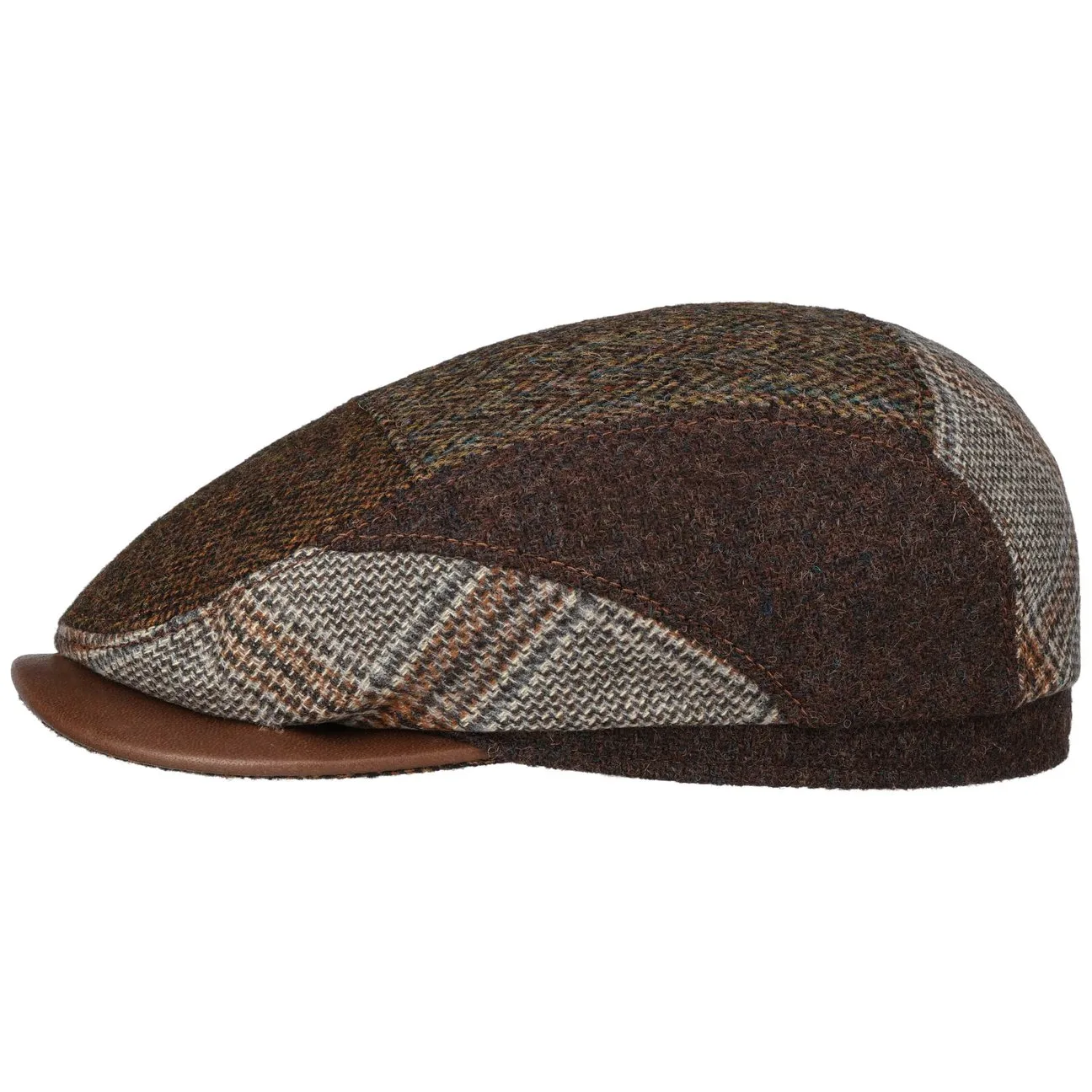 Alverton Patchwork Driver Flat Cap by - brown-mottled - Size: 61 cm - Stetson - FashionsVida