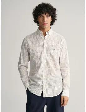Mens Eggshell Micro Print Shirt - Male - Off-White - XXX-Large - Gant - FashionsVida