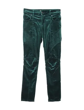 Women's Preloved Slim Fit Trousers Green Velvet Size: Small - Green - Size: S - Pierre balmain - FashionsVida