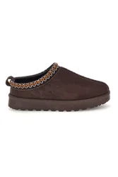 Stivaletti Pantofole marroni con interno in pelo e ricamo a contrasto PK1617E 37