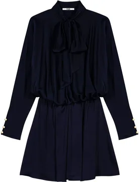 Vestido corto drapeado de satén con mangas murciélago - Maje - FashionsVida