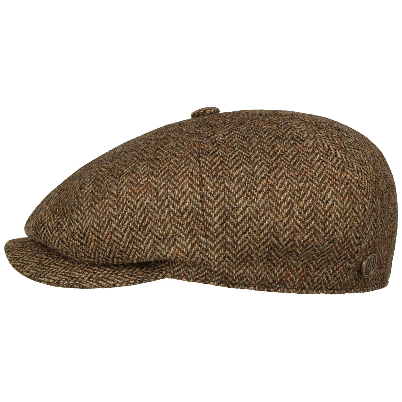 Panel Wool Herringbone Flat Cap by - brown - Size: M (56-57 cm) - Balmoral - FashionsVida