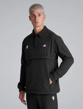 Manchester United x Mens Golf Ultimate365 Tour WIND.RDY 1/4 Zip Sweatshirt Black XL - Adidas - FashionsVida