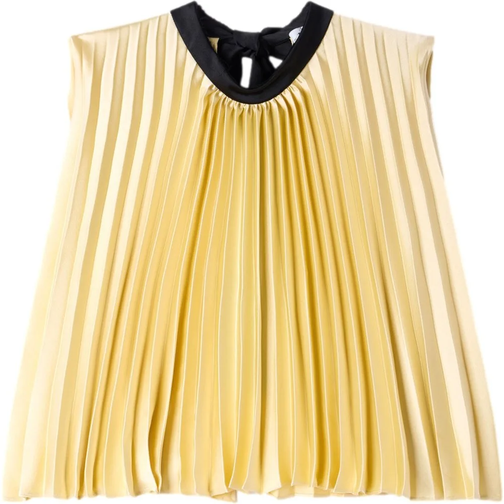 Top de mujer corto plisado con nudo en la espalda - sandro - FashionsVida
