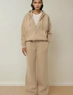 Womens Oversized Wide Leg Joggers - Cream - Size Large - Hiccup - FashionsVida